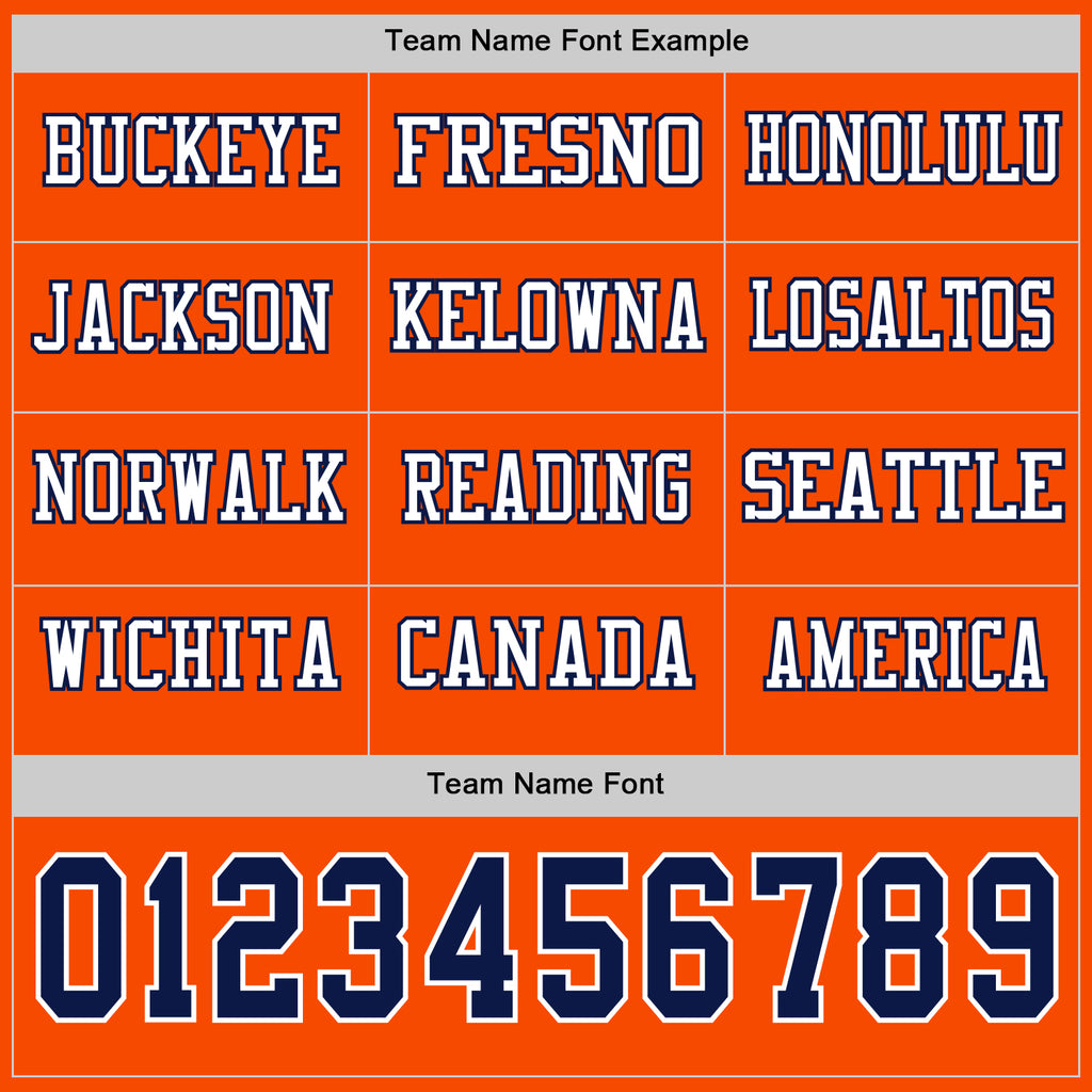 Custom Orange Navy-White Long Sleeve Authentic Football Jersey
