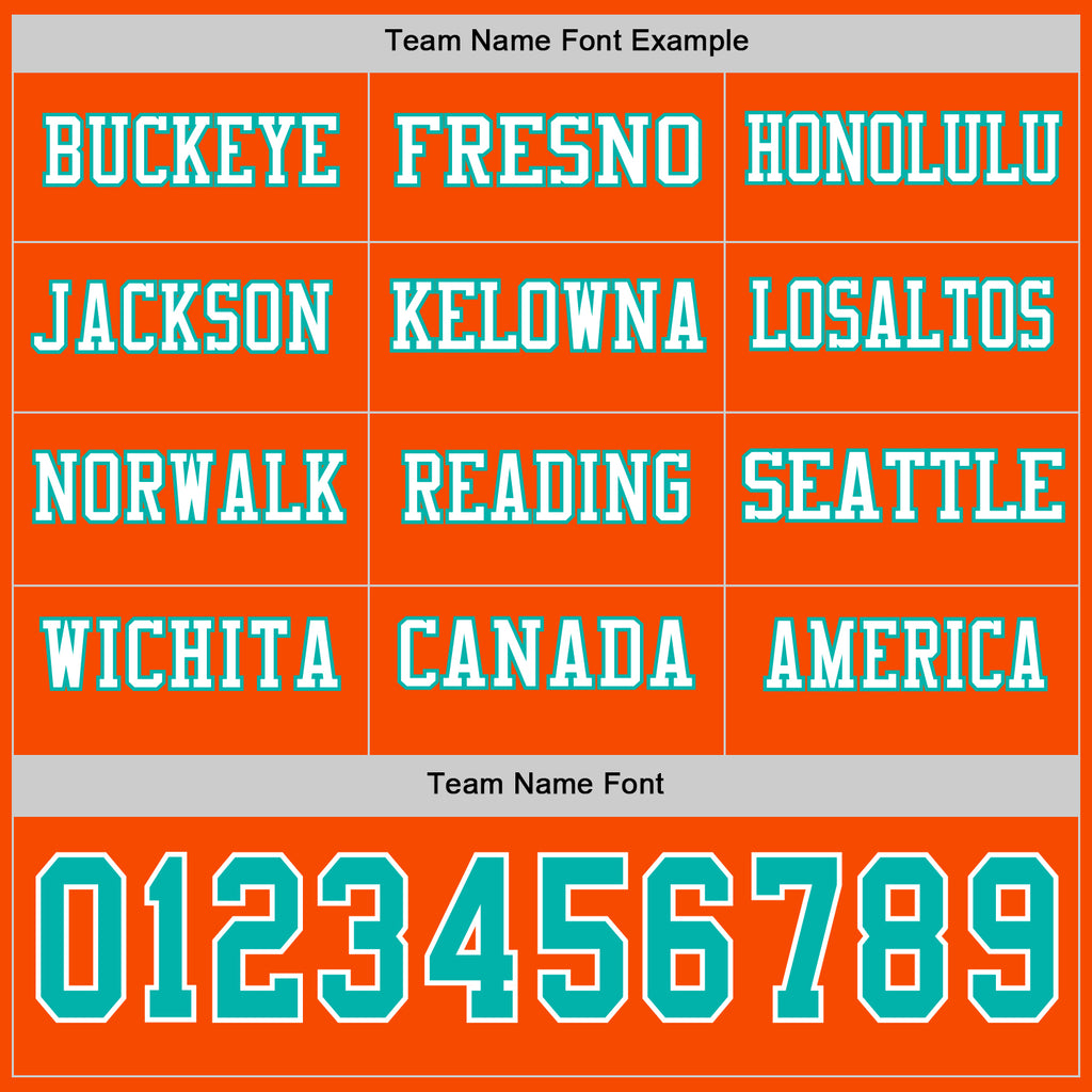 Custom Orange Aqua-White Long Sleeve Authentic Football Jersey