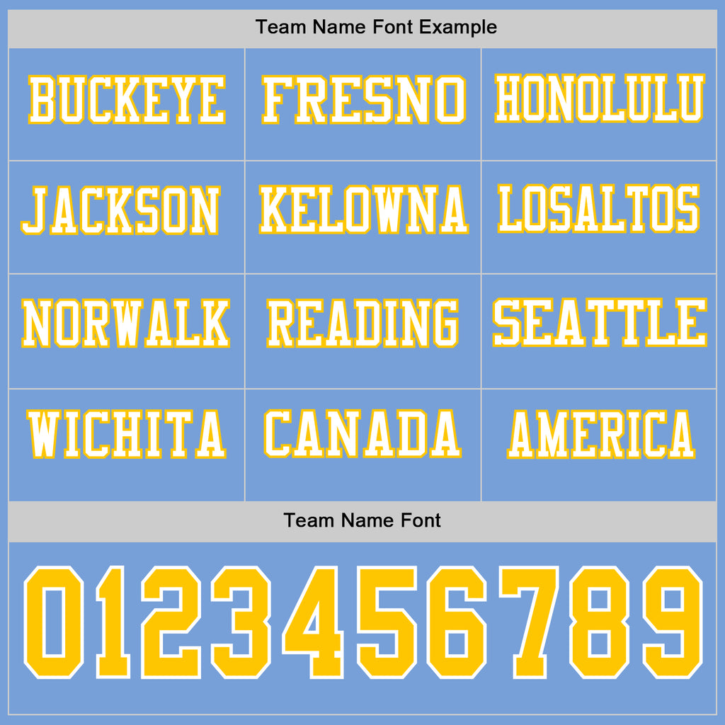 Custom Light Blue Yellow-White Long Sleeve Authentic Football Jersey