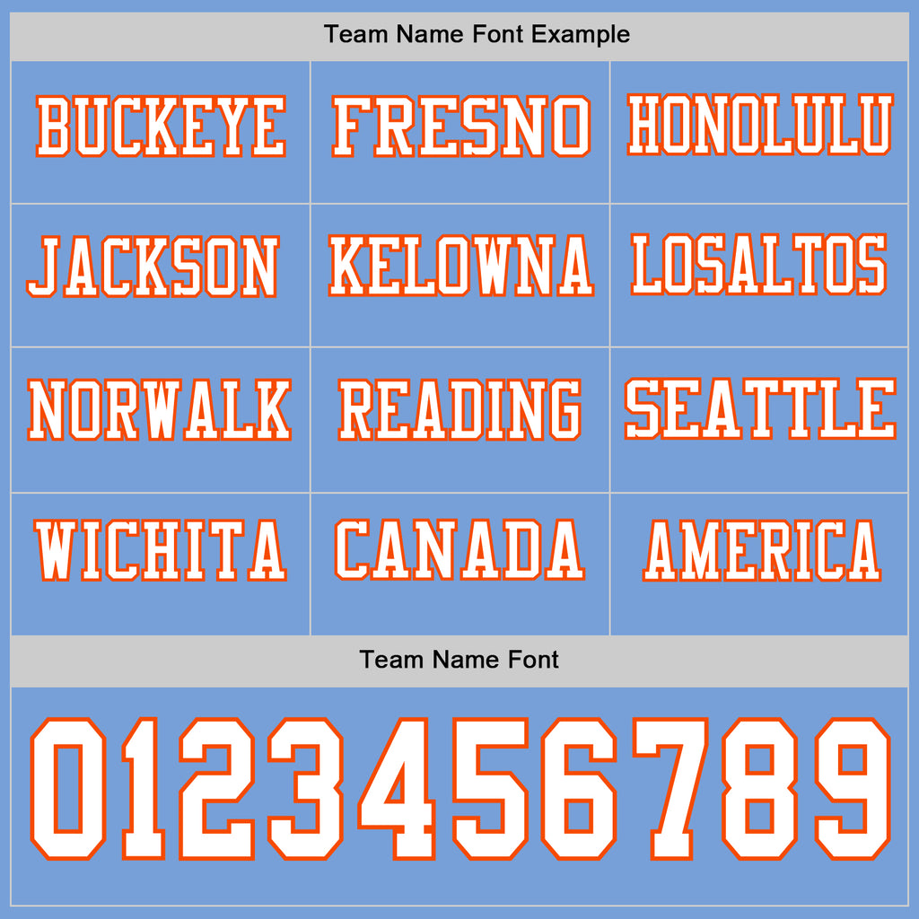 Custom Light Blue White-Orange Long Sleeve Authentic Football Jersey
