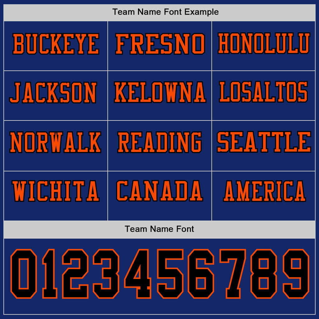 Custom Royal Black-Orange Long Sleeve Authentic Football Jersey