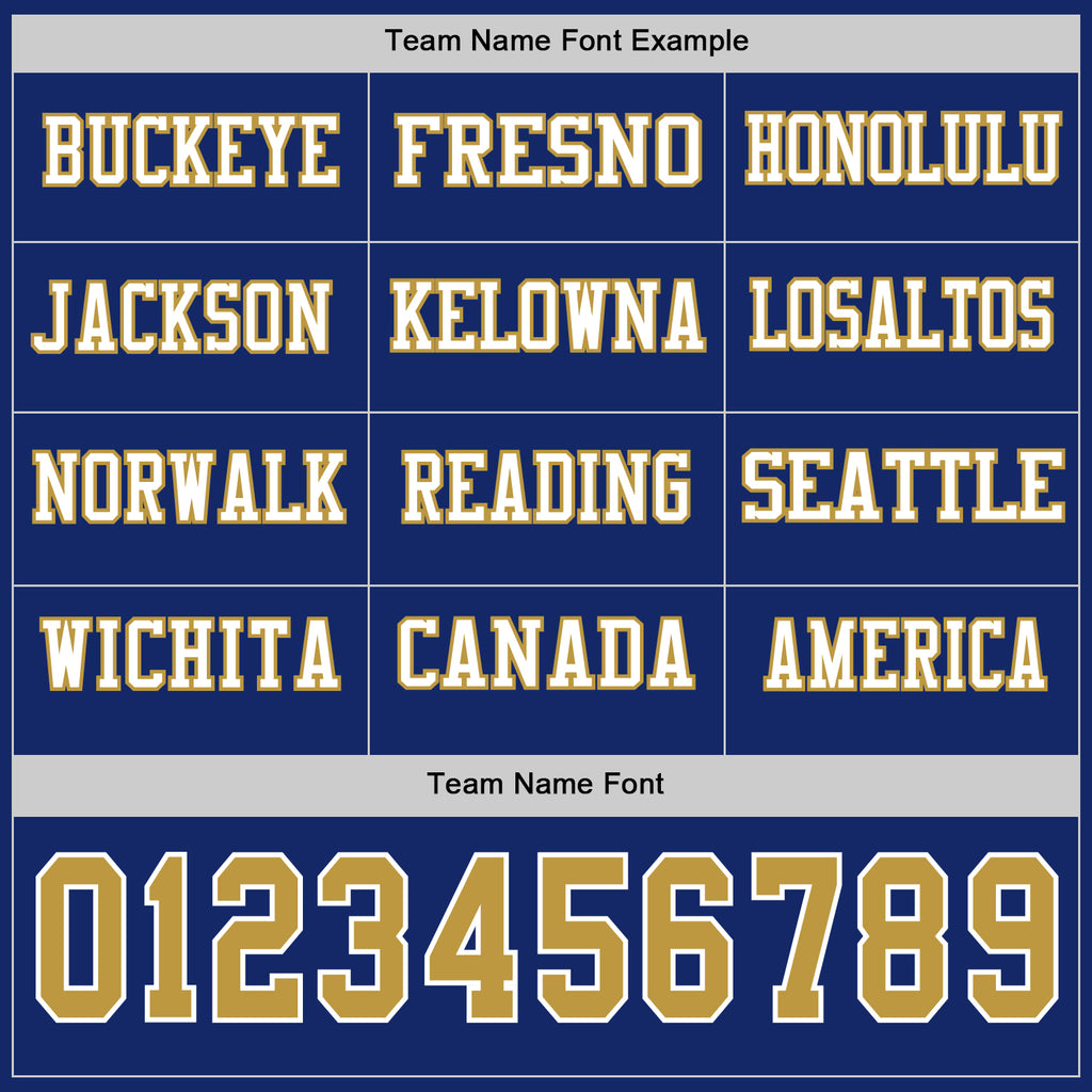 Custom Royal Old Gold-White Long Sleeve Authentic Football Jersey