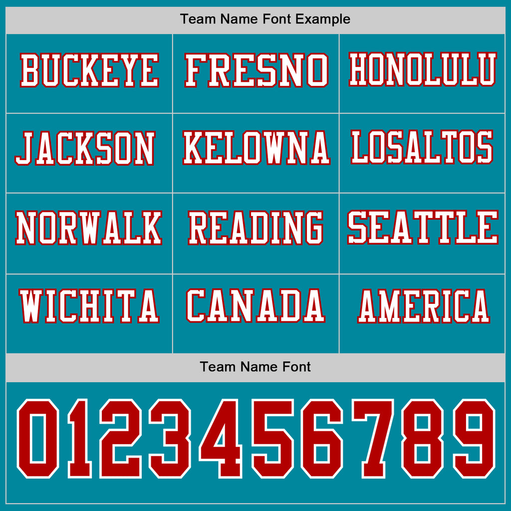 Custom Teal Red-White Long Sleeve Authentic Football Jersey