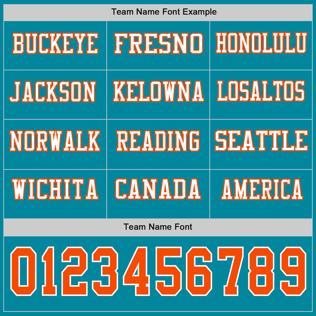 Custom Teal Orange-White Long Sleeve Authentic Football Jersey