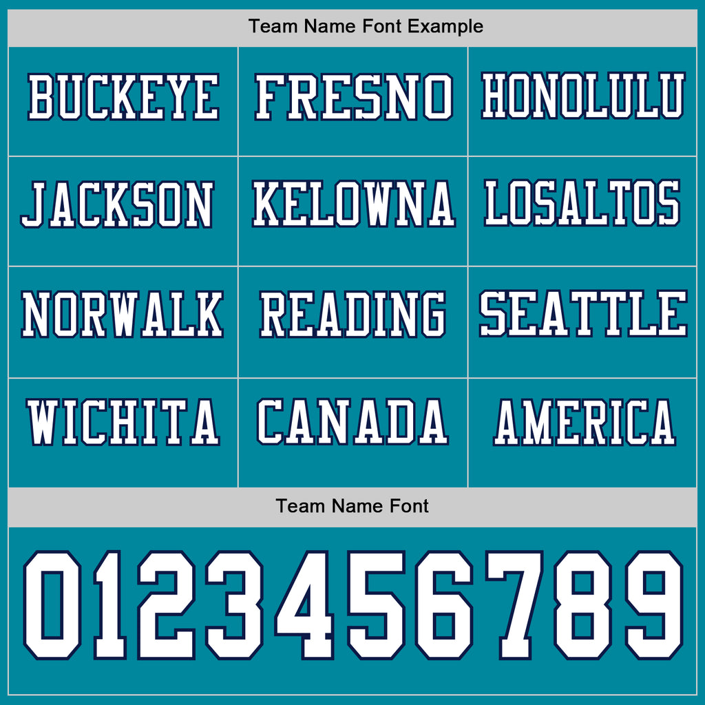 Custom Teal White-Navy Long Sleeve Authentic Football Jersey