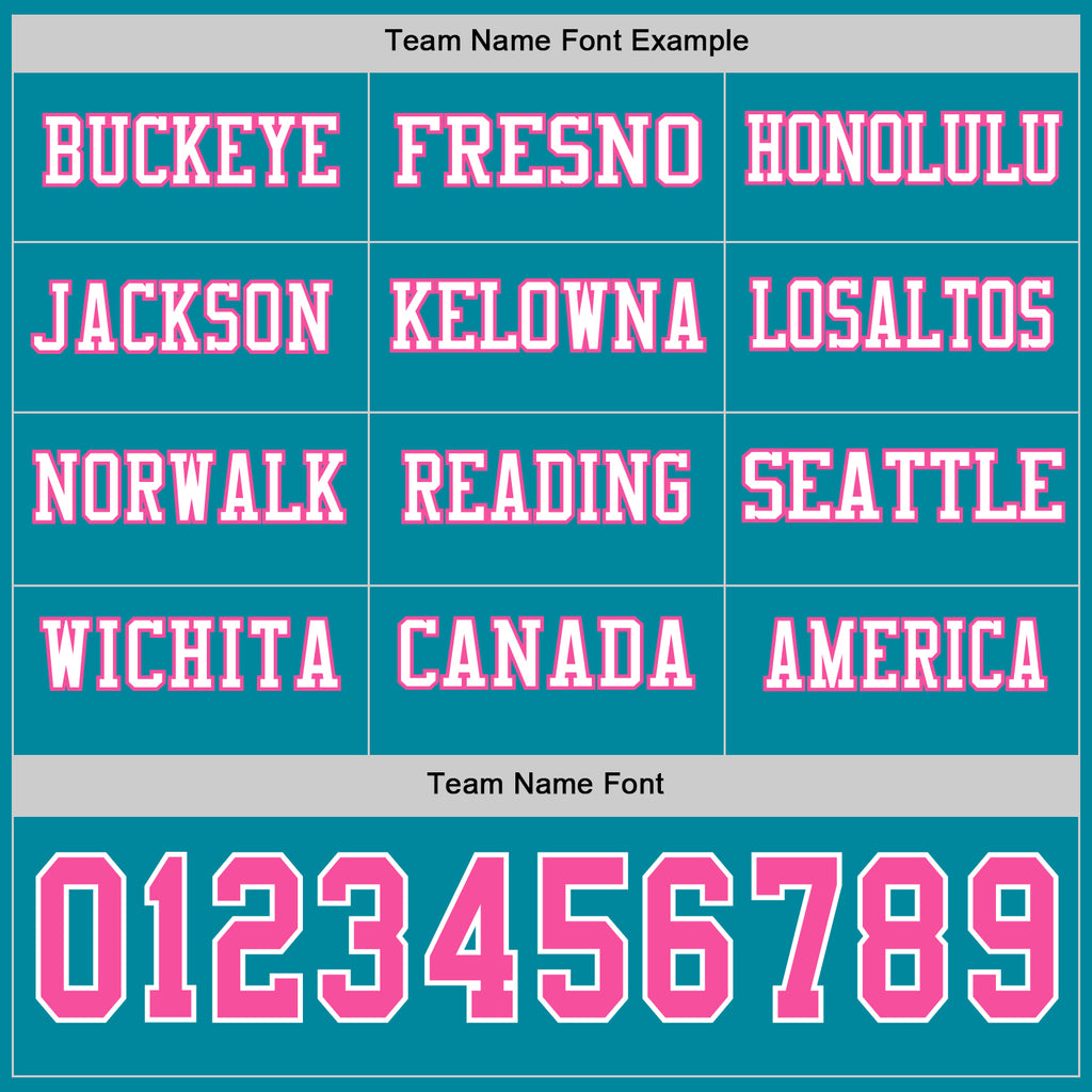 Custom Teal Pink-White Long Sleeve Authentic Football Jersey