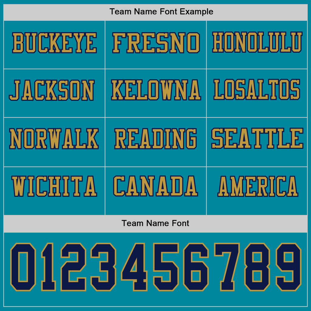 Custom Teal Navy-Old Gold Long Sleeve Authentic Football Jersey