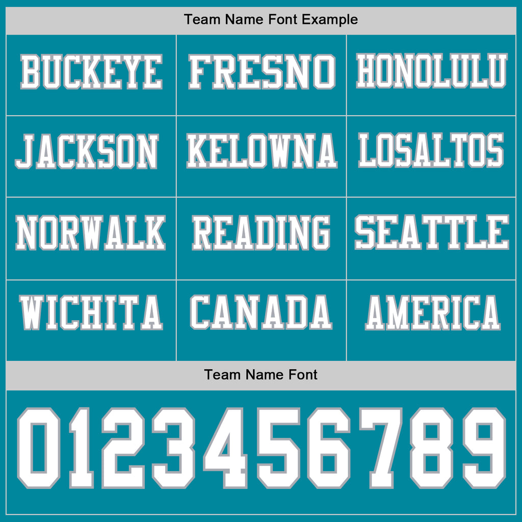 Custom Teal White-Gray Long Sleeve Authentic Football Jersey