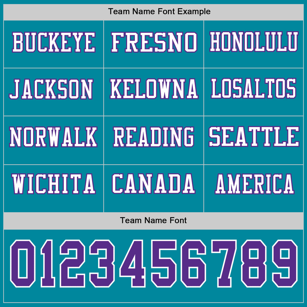 Custom Teal Purple-White Long Sleeve Authentic Football Jersey