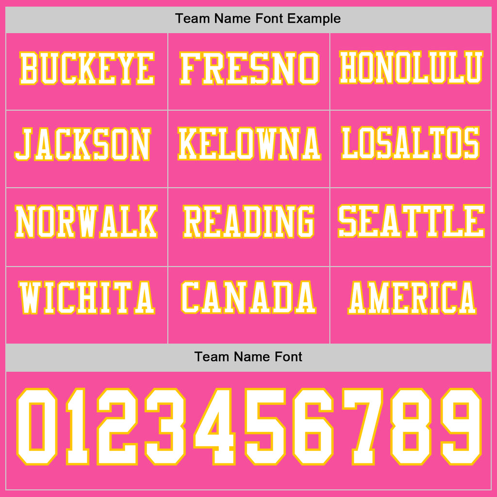 Custom Pink White-Yellow Long Sleeve Authentic Football Jersey