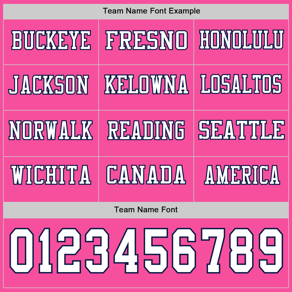 Custom Pink White-Navy Long Sleeve Authentic Football Jersey