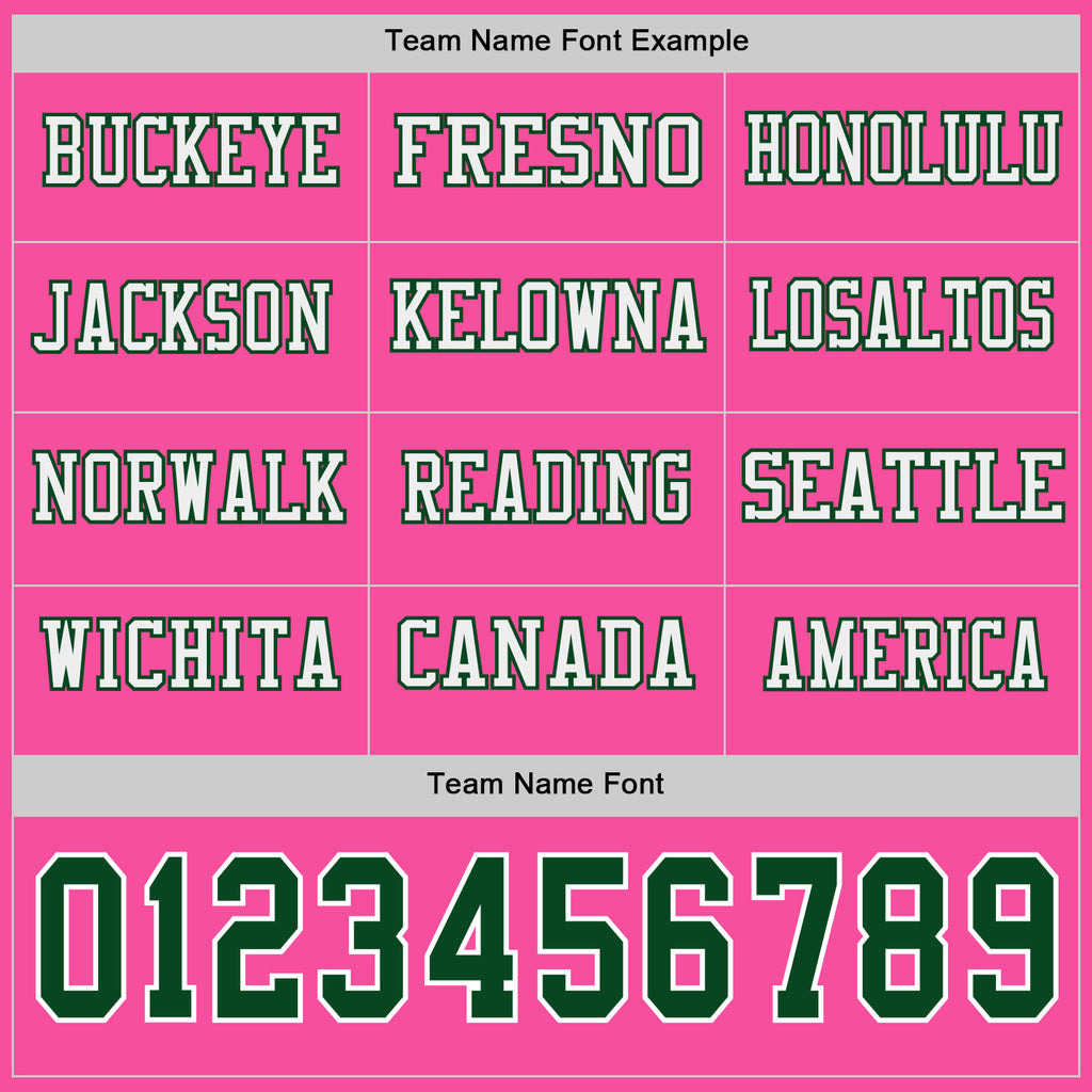 Custom Pink Green-White Long Sleeve Authentic Football Jersey