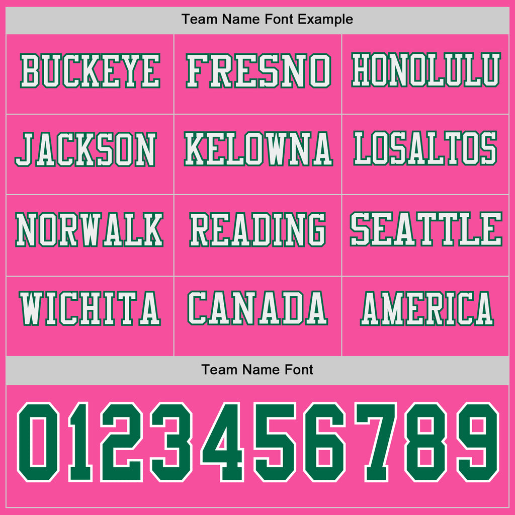Custom Pink Kelly Green-White Long Sleeve Authentic Football Jersey