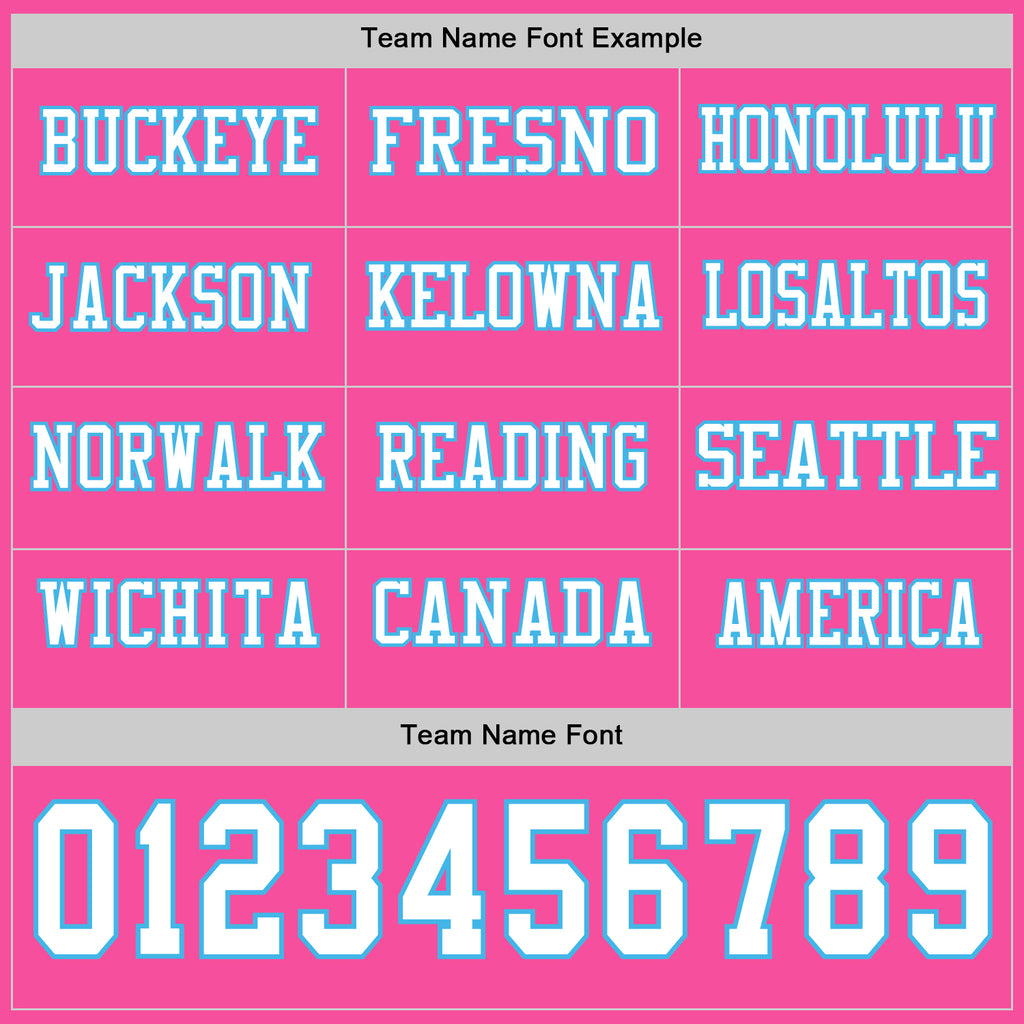 Custom Pink White-Sky Blue Long Sleeve Authentic Football Jersey