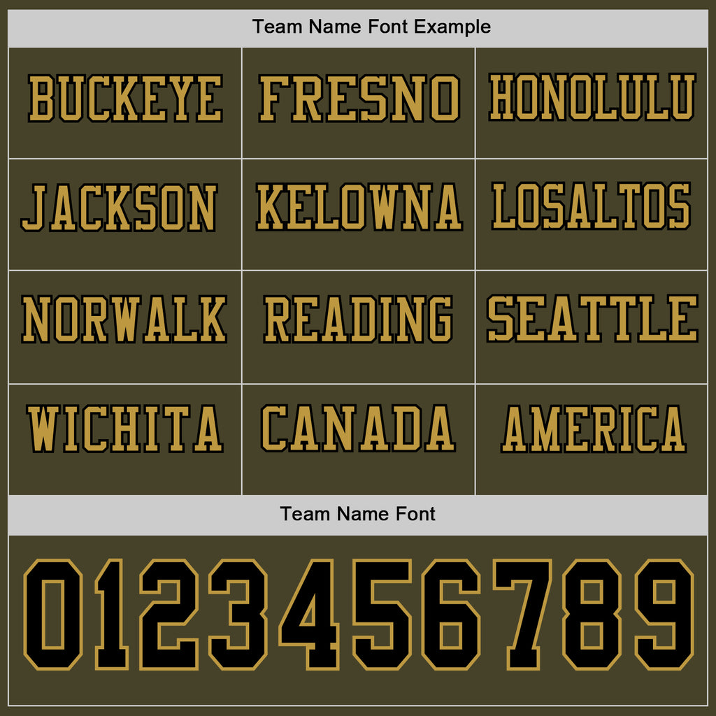 Custom Olive Black-Old Gold Long Sleeve Salute To Service Authentic Football Jersey