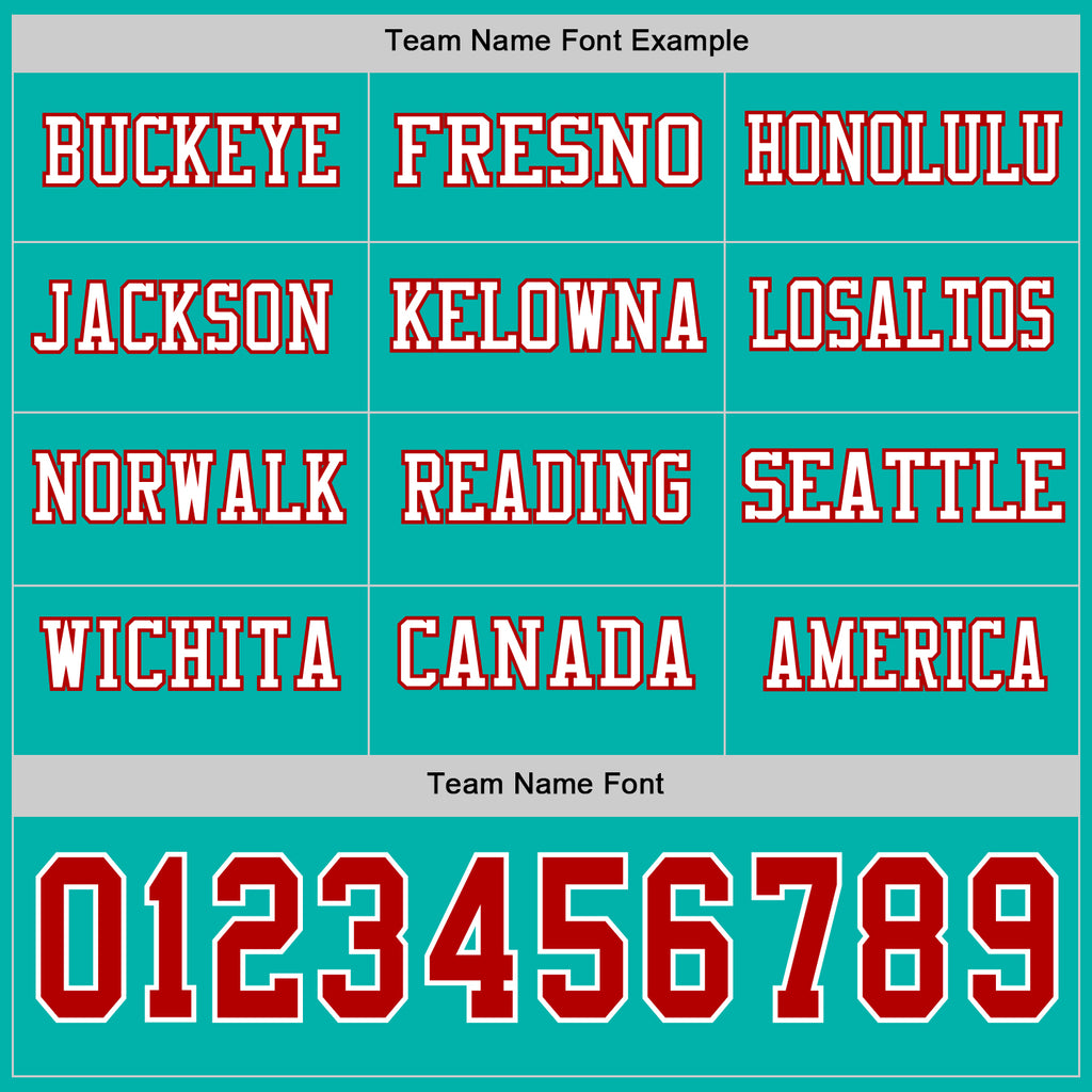 Custom Aqua Red-White Long Sleeve Authentic Football Jersey