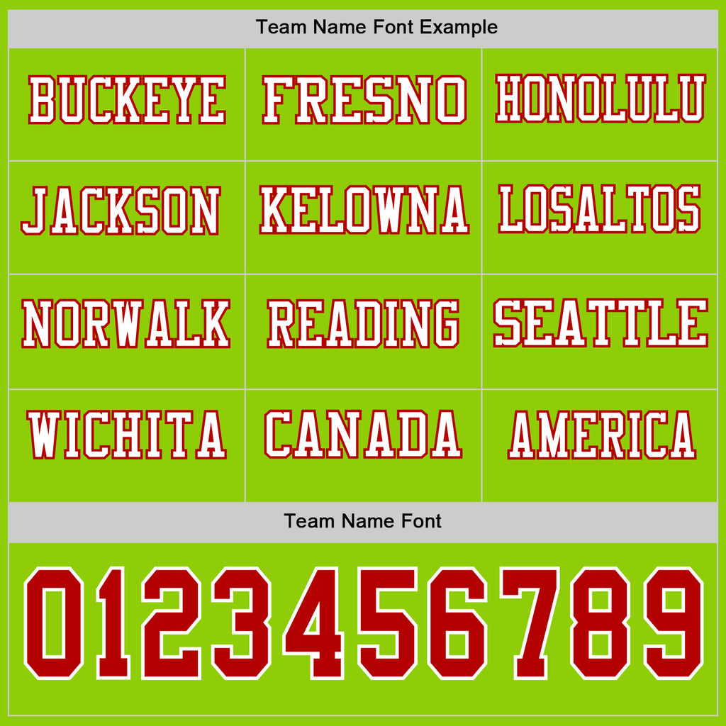 Custom Neon Green Red-White Long Sleeve Authentic Football Jersey