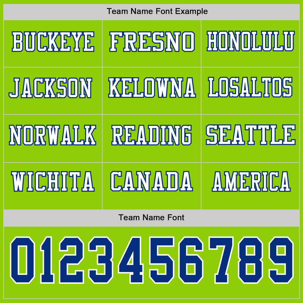 Custom Neon Green Royal-White Long Sleeve Authentic Football Jersey