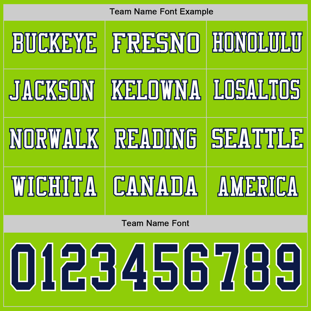 Custom Neon Green Navy-White Long Sleeve Authentic Football Jersey