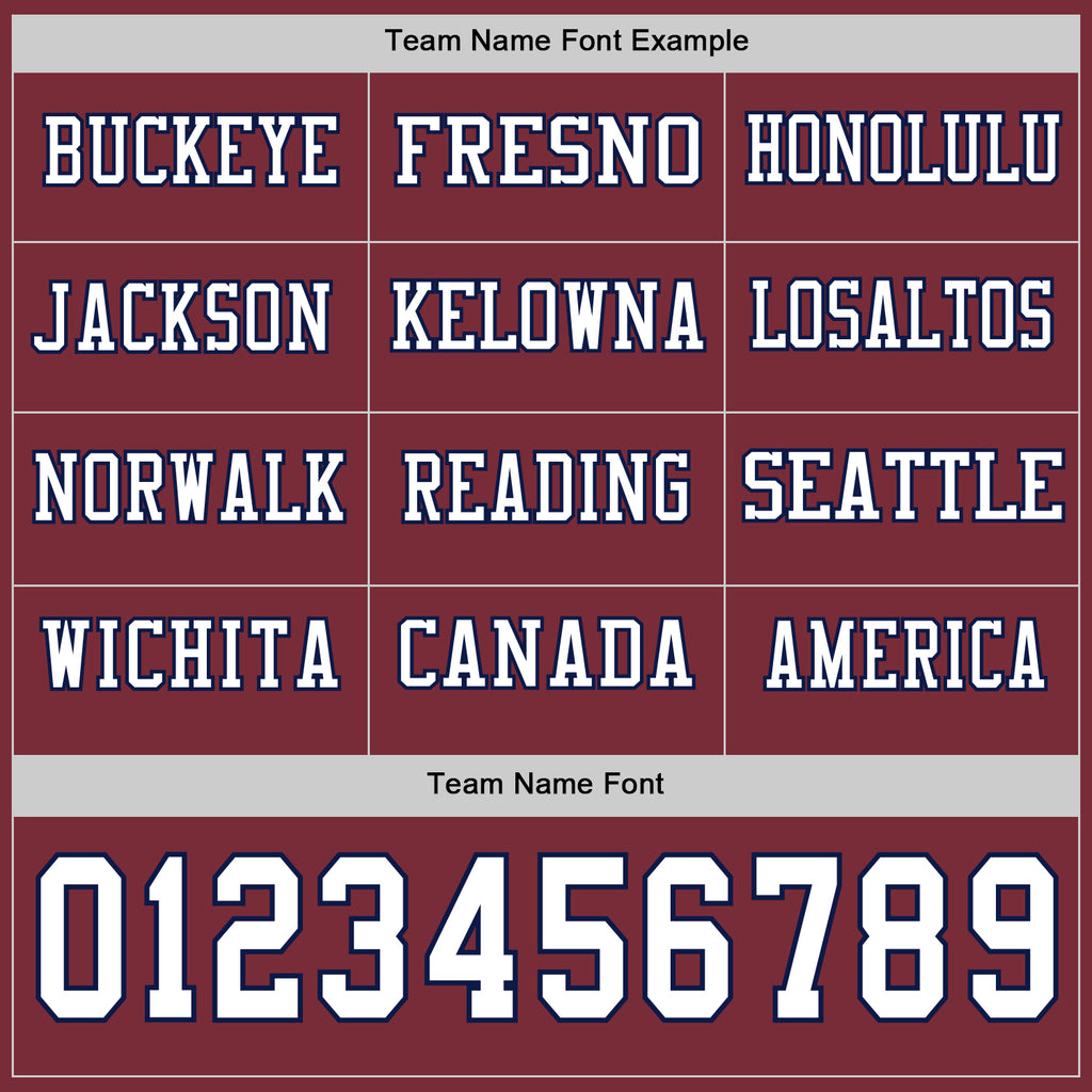 Custom Burgundy White-Navy Long Sleeve Authentic Football Jersey