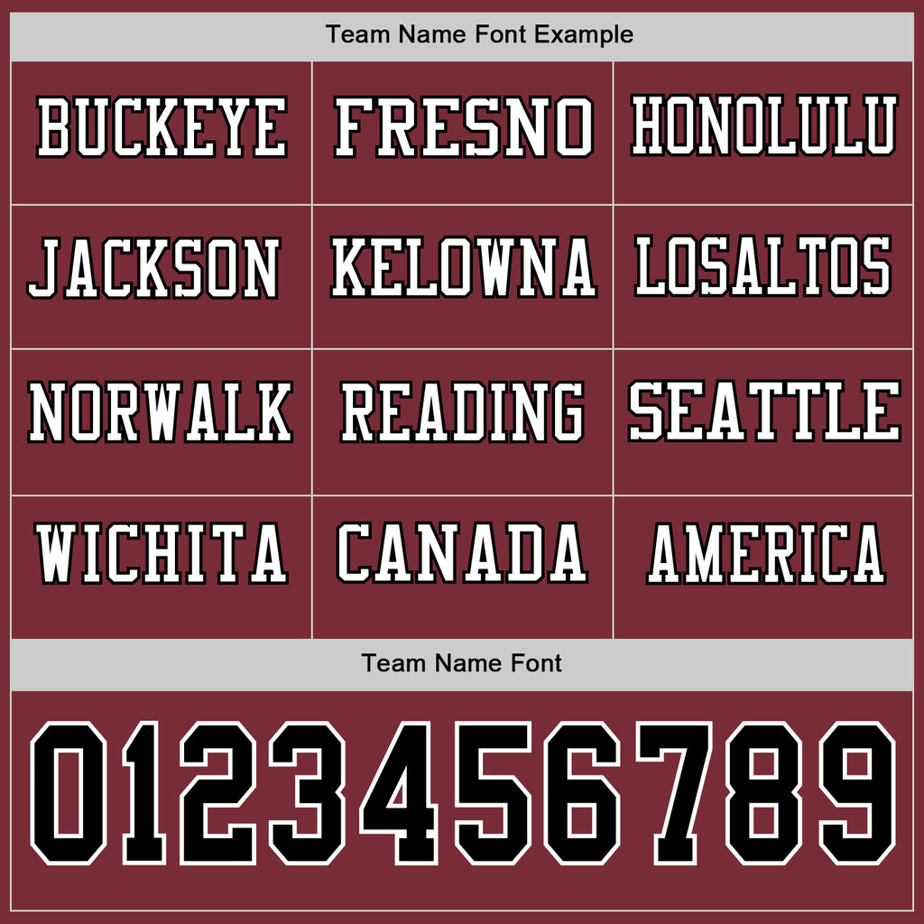 Custom Burgundy Black-White Long Sleeve Authentic Football Jersey