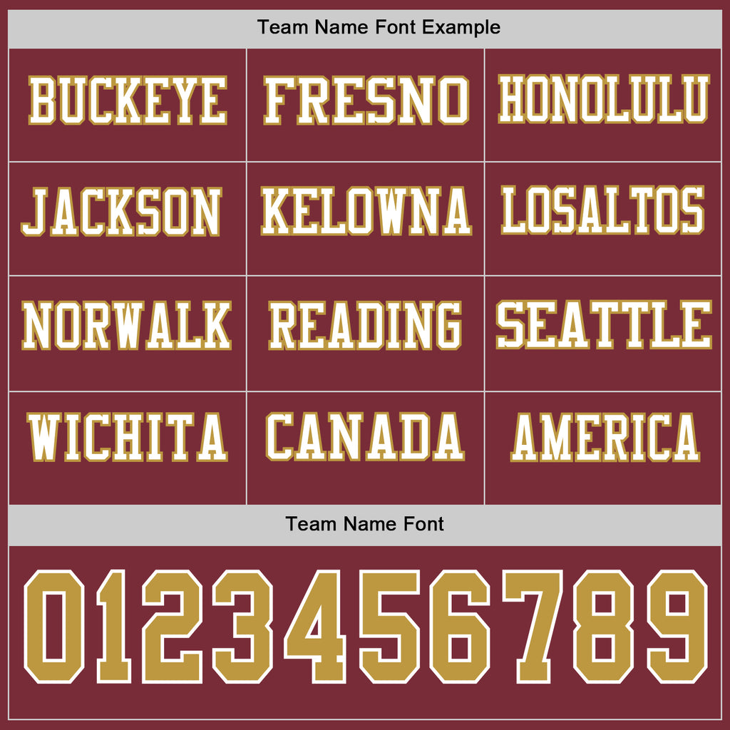 Custom Burgundy Old Gold-White Long Sleeve Authentic Football Jersey