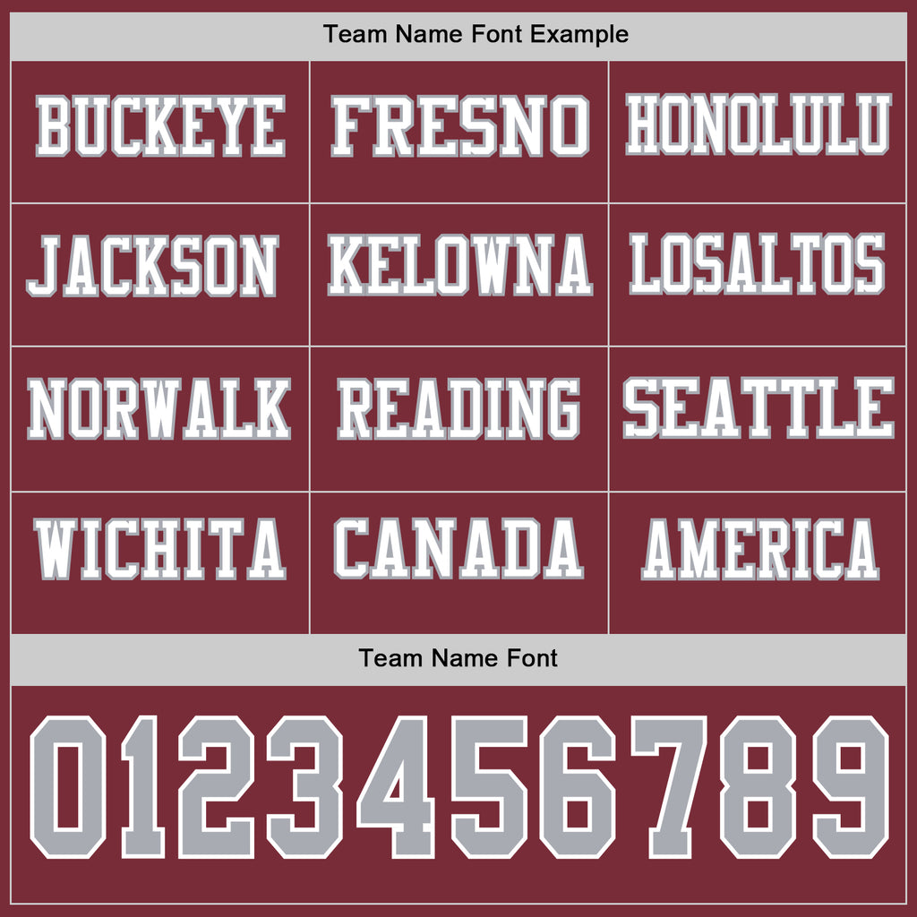 Custom Burgundy Gray-White Long Sleeve Authentic Football Jersey