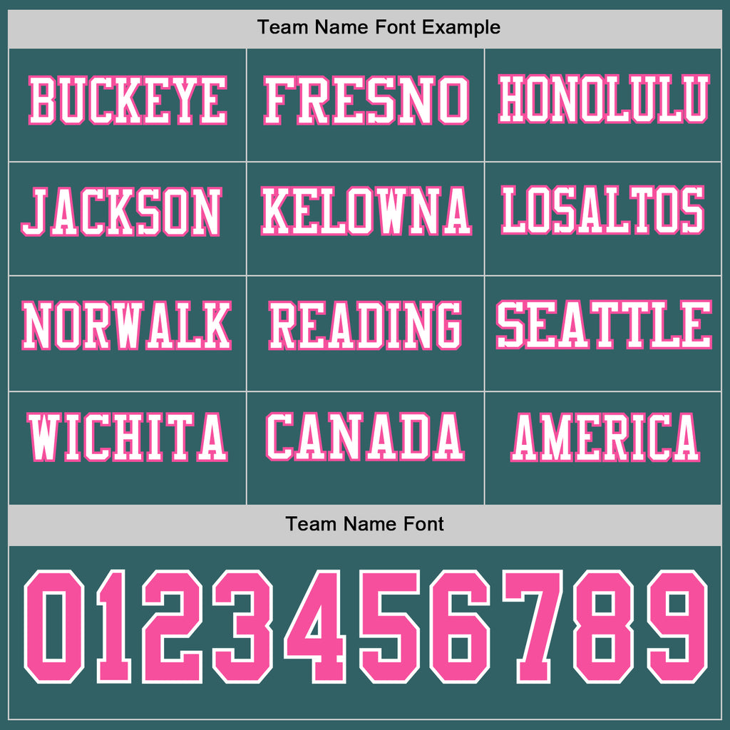 Custom Midnight Green Pink-White Long Sleeve Authentic Football Jersey