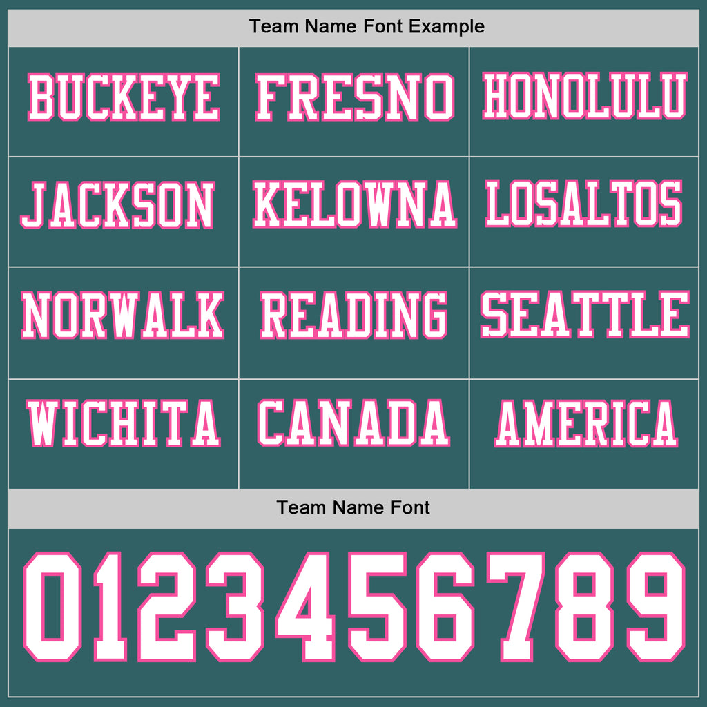 Custom Midnight Green White-Pink Long Sleeve Authentic Football Jersey