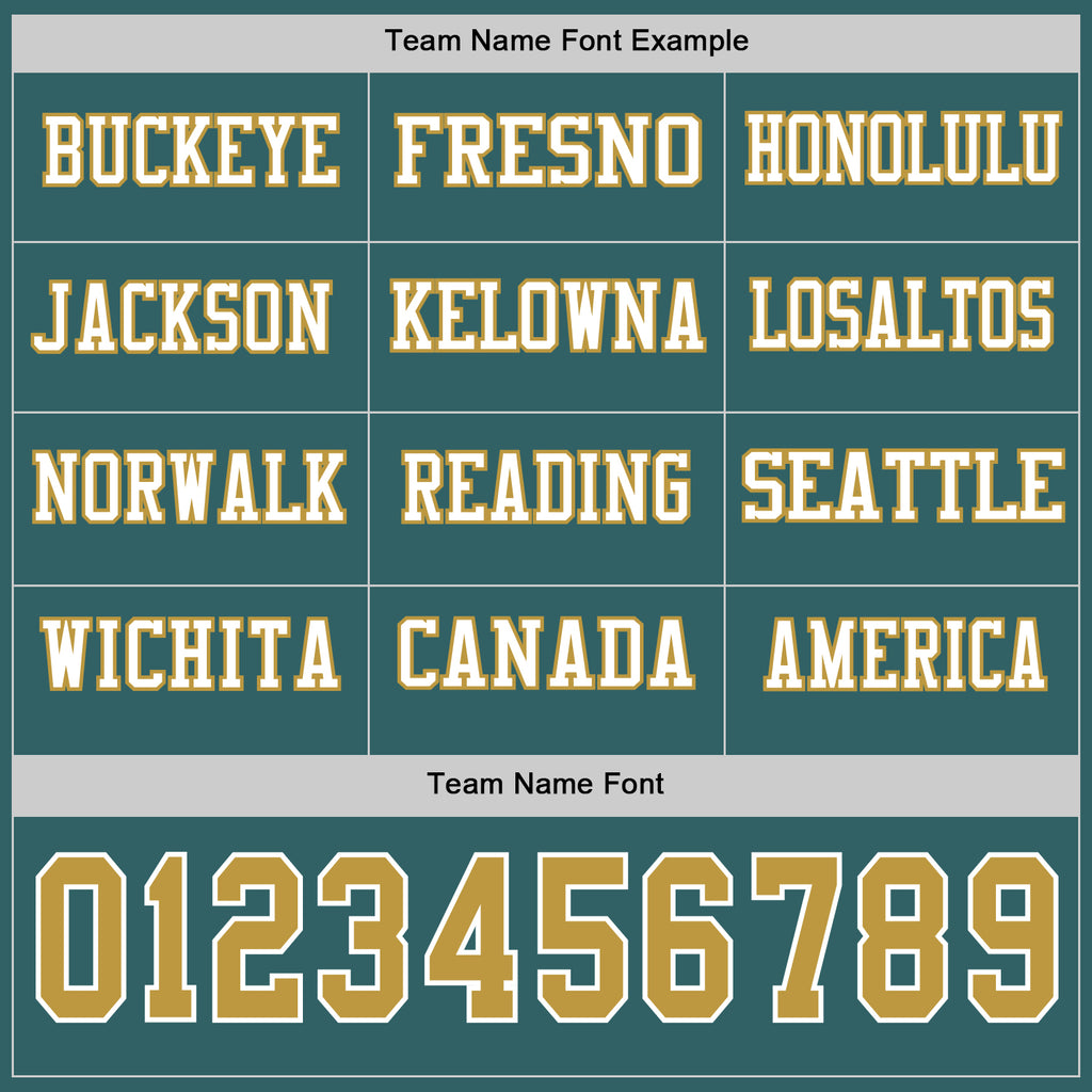 Custom Midnight Green Old Gold-White Long Sleeve Authentic Football Jersey