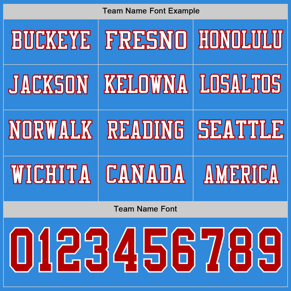 Custom Powder Blue Red-White Long Sleeve Authentic Football Jersey
