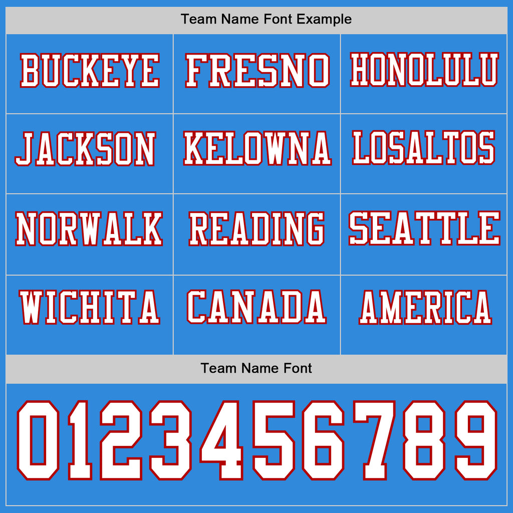 Custom Powder Blue White-Red Long Sleeve Authentic Football Jersey