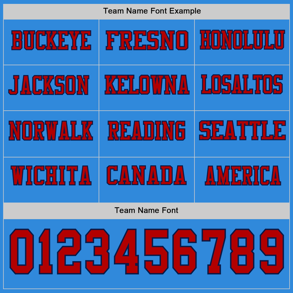 Custom Powder Blue Red-Navy Long Sleeve Authentic Football Jersey