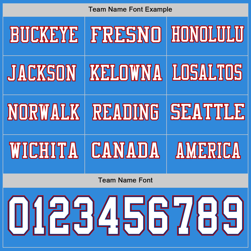 Custom Powder Blue White Royal-Red Long Sleeve Authentic Football Jersey