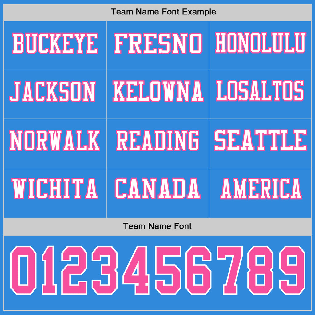 Custom Powder Blue Pink-White Long Sleeve Authentic Football Jersey