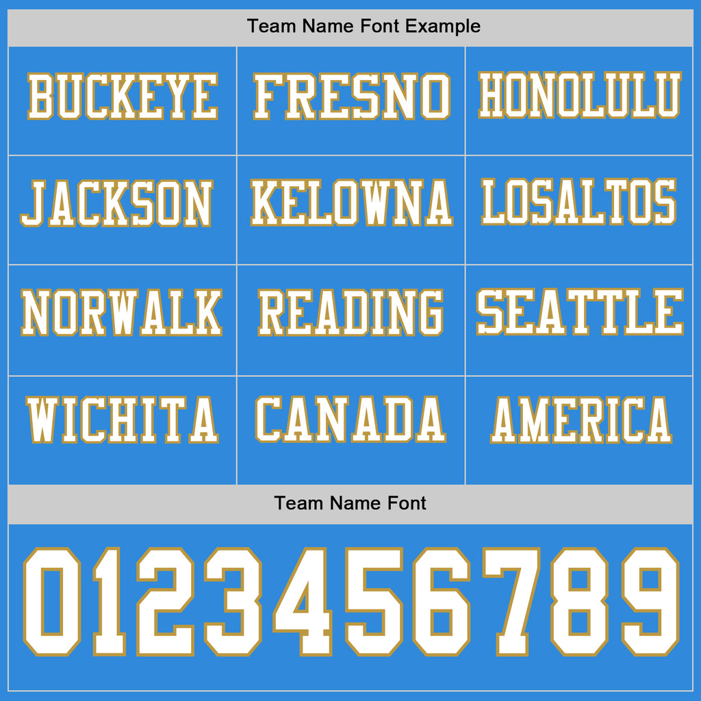 Custom Powder Blue White-Old Gold Long Sleeve Authentic Football Jersey