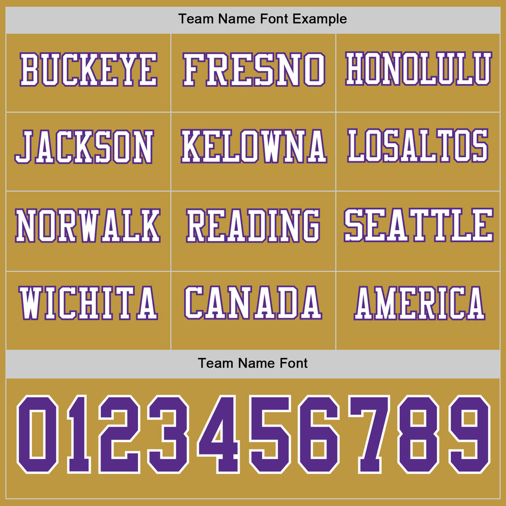 Custom Old Gold Purple-White Long Sleeve Authentic Football Jersey