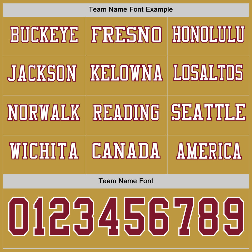 Custom Old Gold Crimson-White Long Sleeve Authentic Football Jersey
