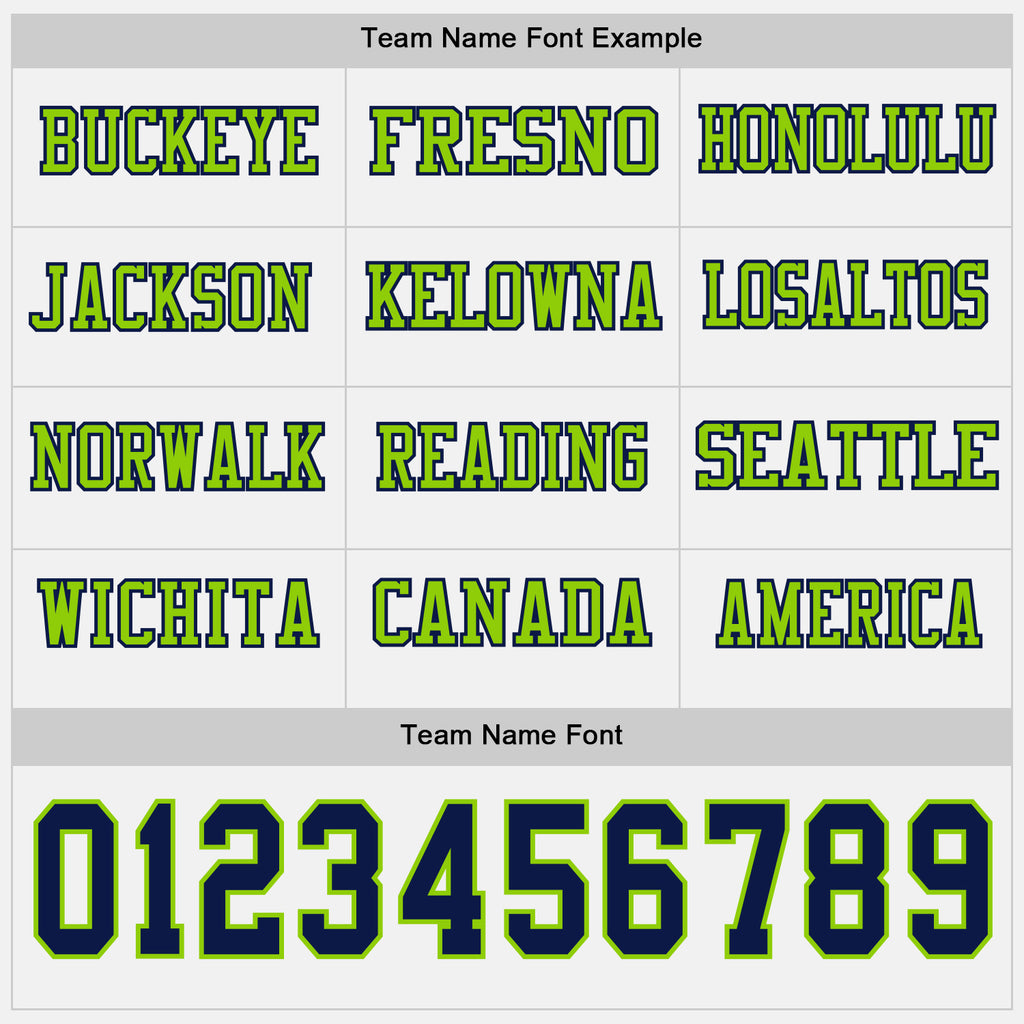 Custom White Navy-Neon Green Long Sleeve Authentic Football Jersey