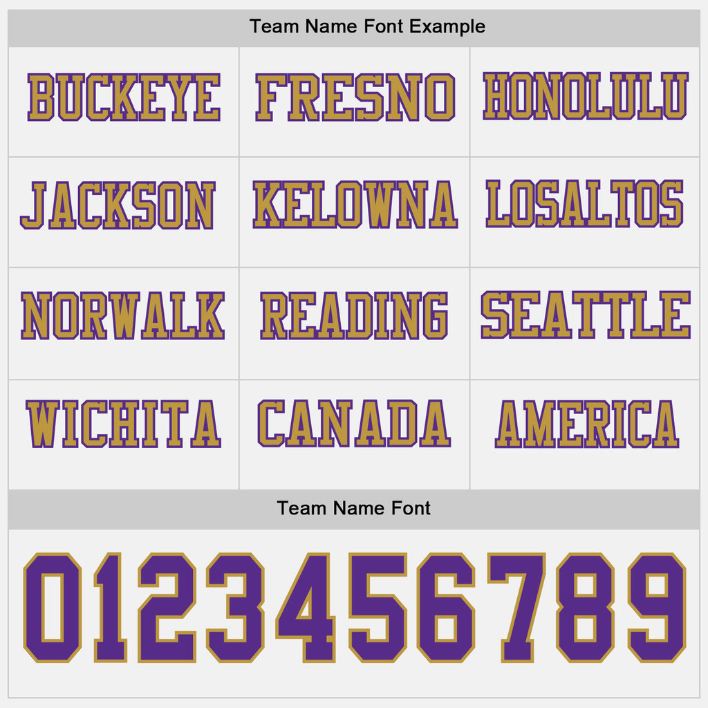 Custom White Purple-Old Gold Long Sleeve Authentic Football Jersey