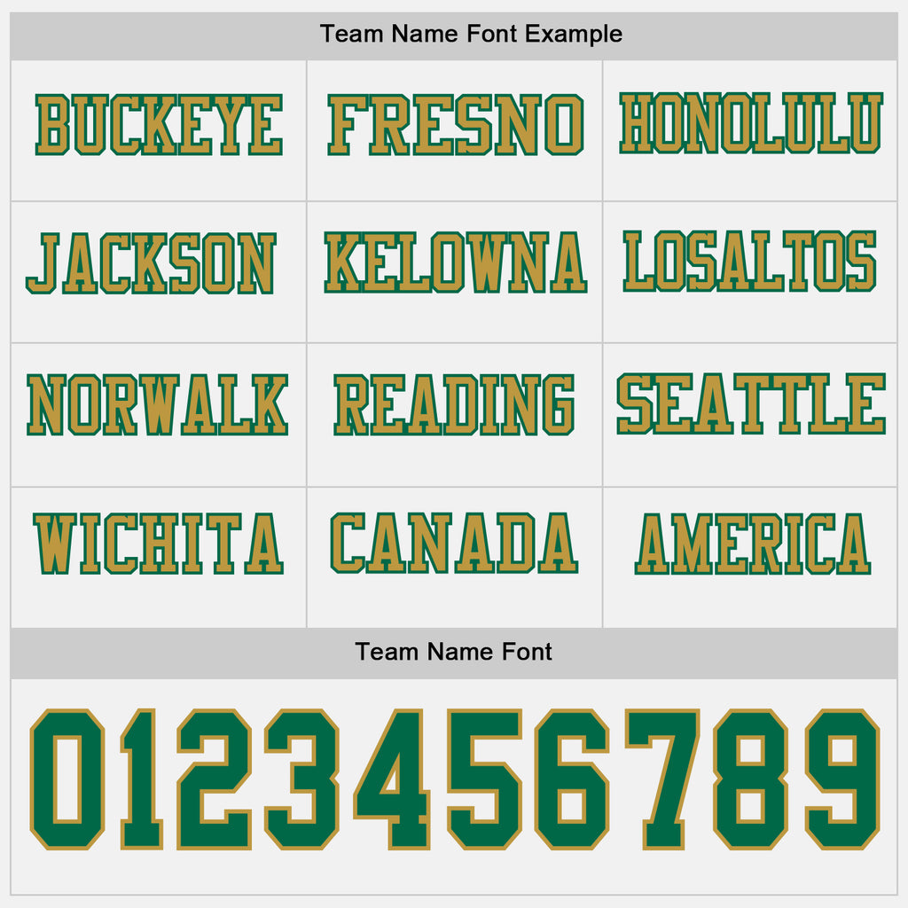 Custom White Kelly Green-Old Gold Long Sleeve Authentic Football Jersey