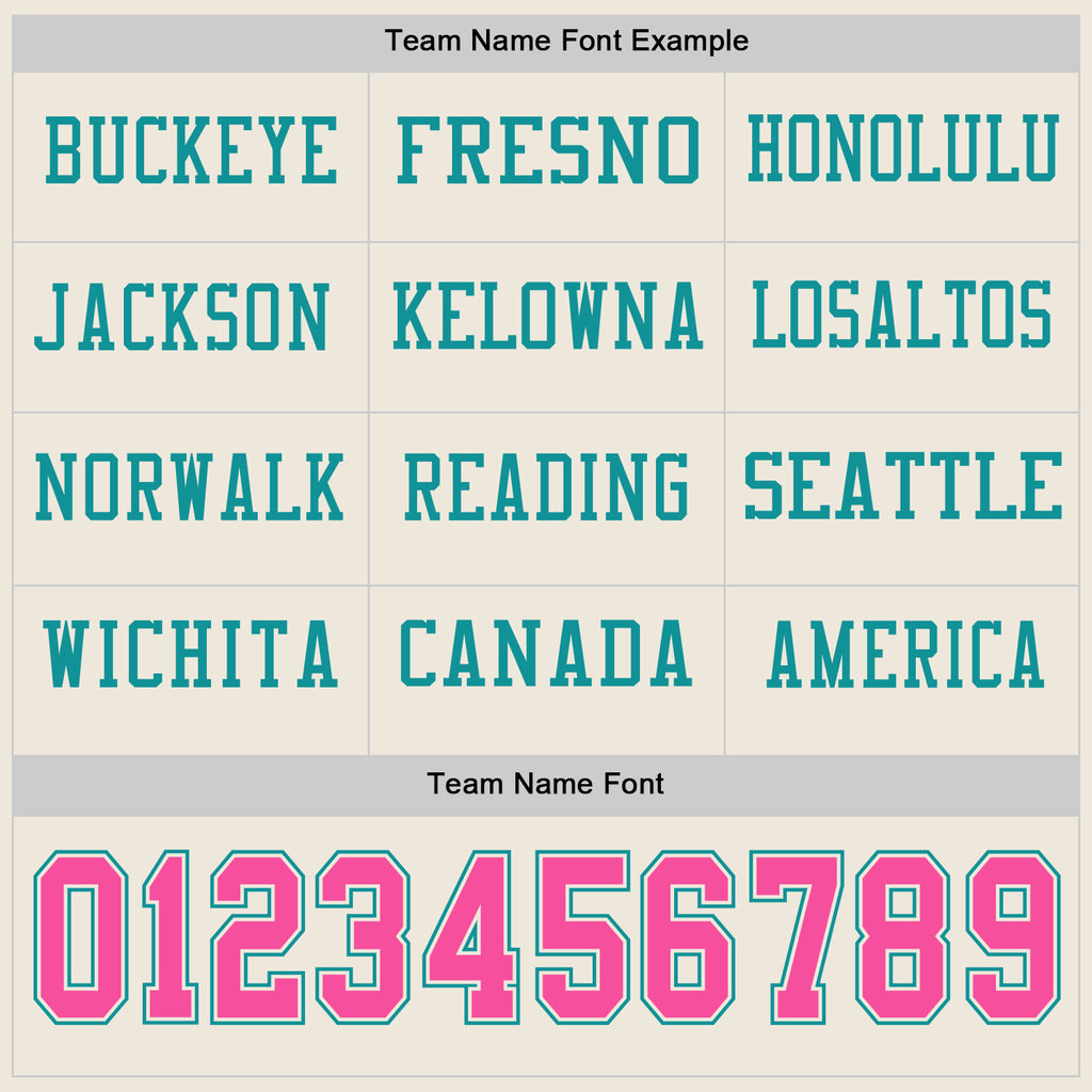 Custom Cream Pink-Teal Long Sleeve Authentic Football Jersey