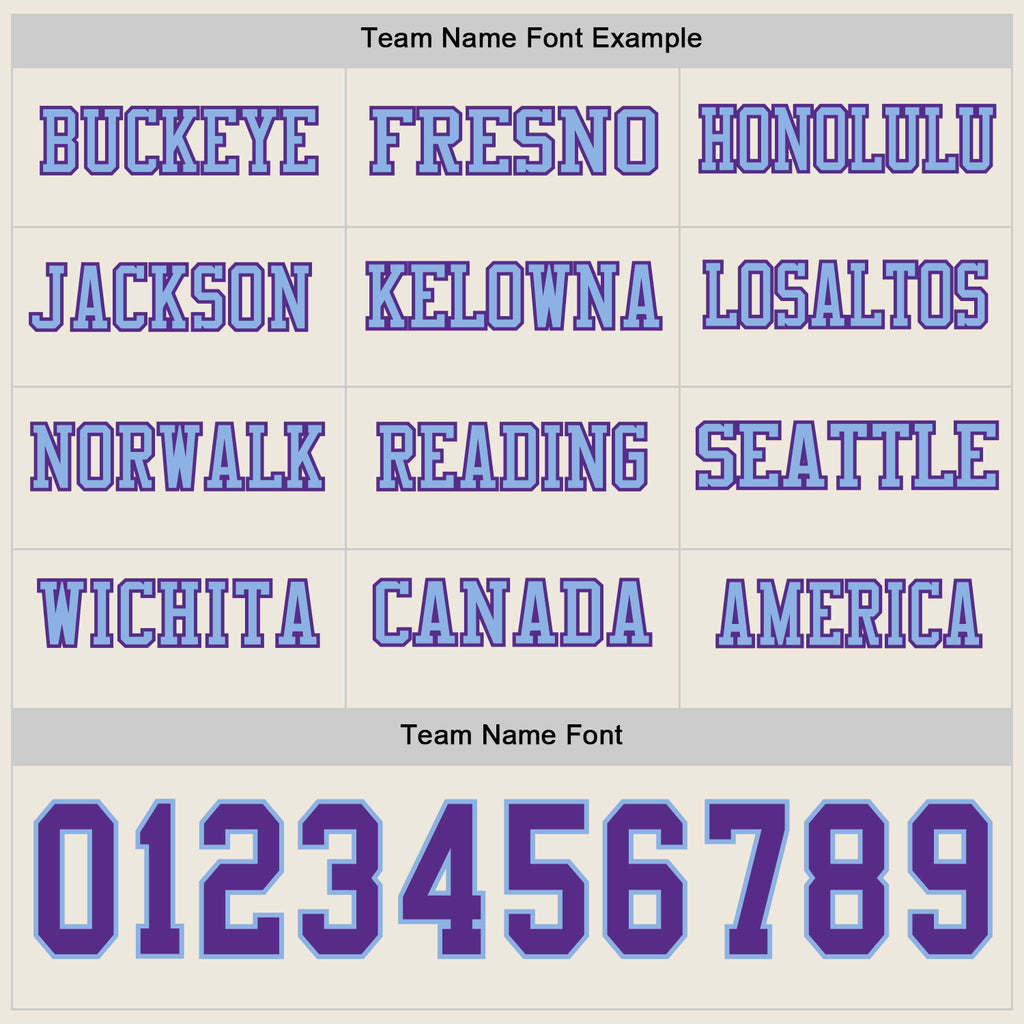 Custom Cream Purple-Light Blue Long Sleeve Authentic Football Jersey