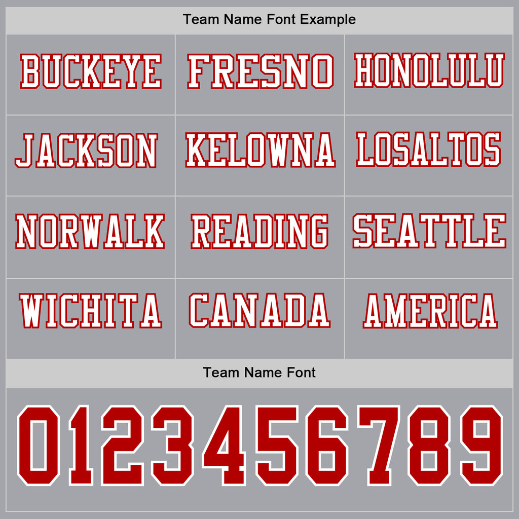 Custom Gray Red-White Long Sleeve Authentic Football Jersey