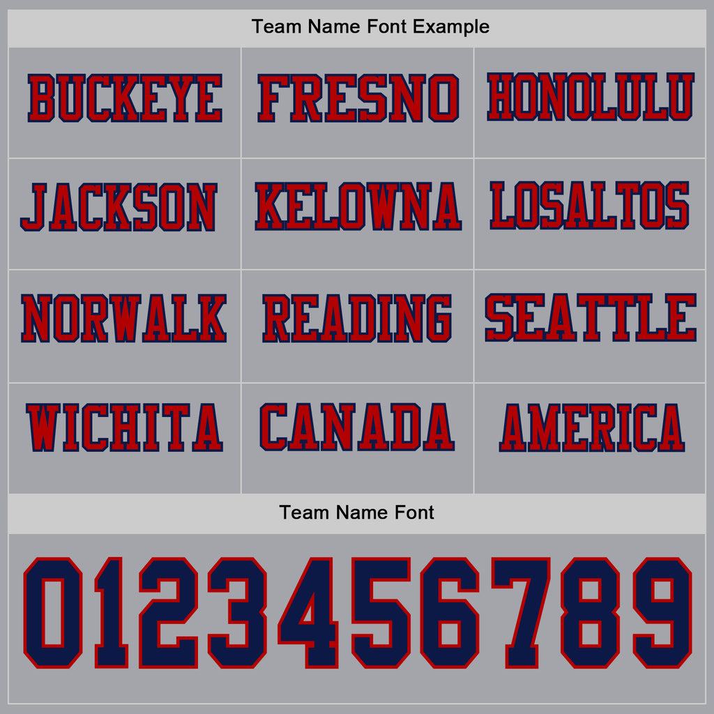 Custom Gray Navy-Red Long Sleeve Authentic Football Jersey