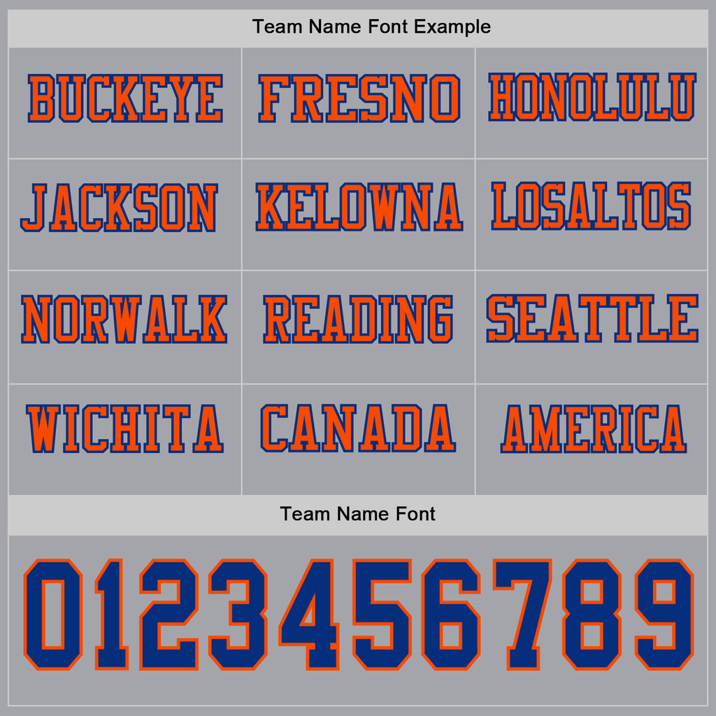 Custom Gray Royal-Orange Long Sleeve Authentic Football Jersey
