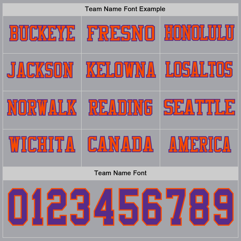 Custom Gray Purple-Orange Long Sleeve Authentic Football Jersey