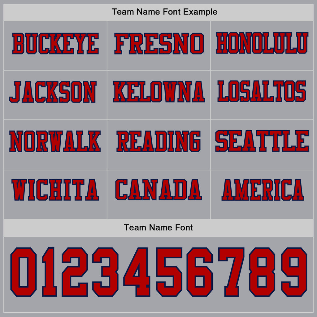 Custom Gray Red-Navy Long Sleeve Authentic Football Jersey