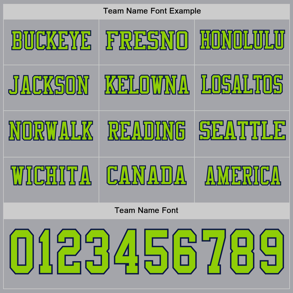Custom Gray Neon Green-Navy Long Sleeve Authentic Football Jersey