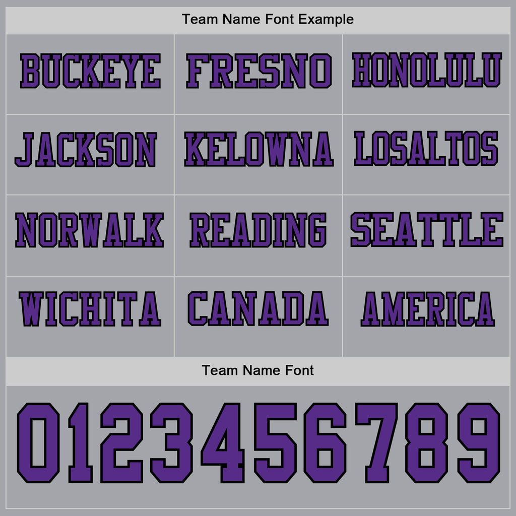 Custom Gray Purple-Black Long Sleeve Authentic Football Jersey
